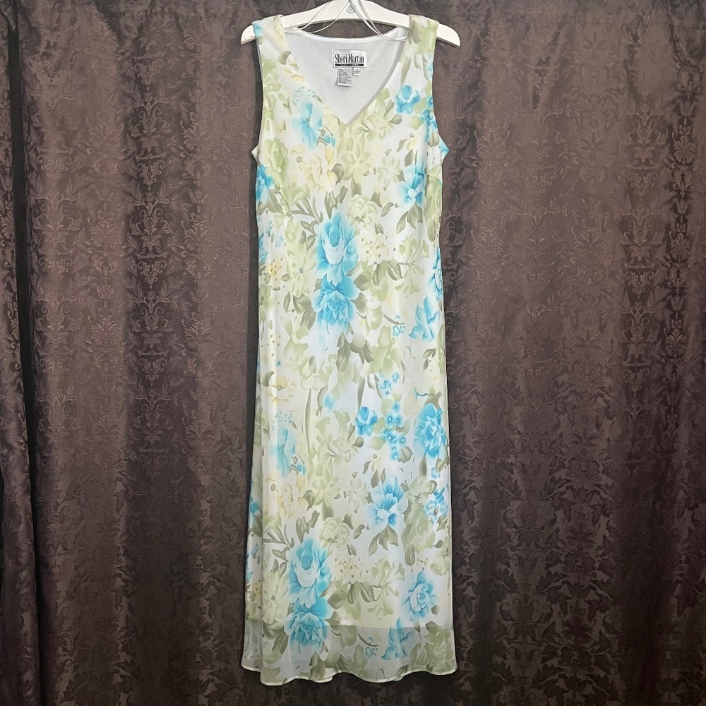 Sheri Martin New York Midi Dress Sheer Sleeveless Fully Lined Size12 NWOT